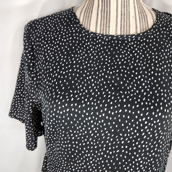 Influence Black w/White Spots Short Sleeve Tiered Skirt Maxi Dress Size 10 - Picture 2 of 10